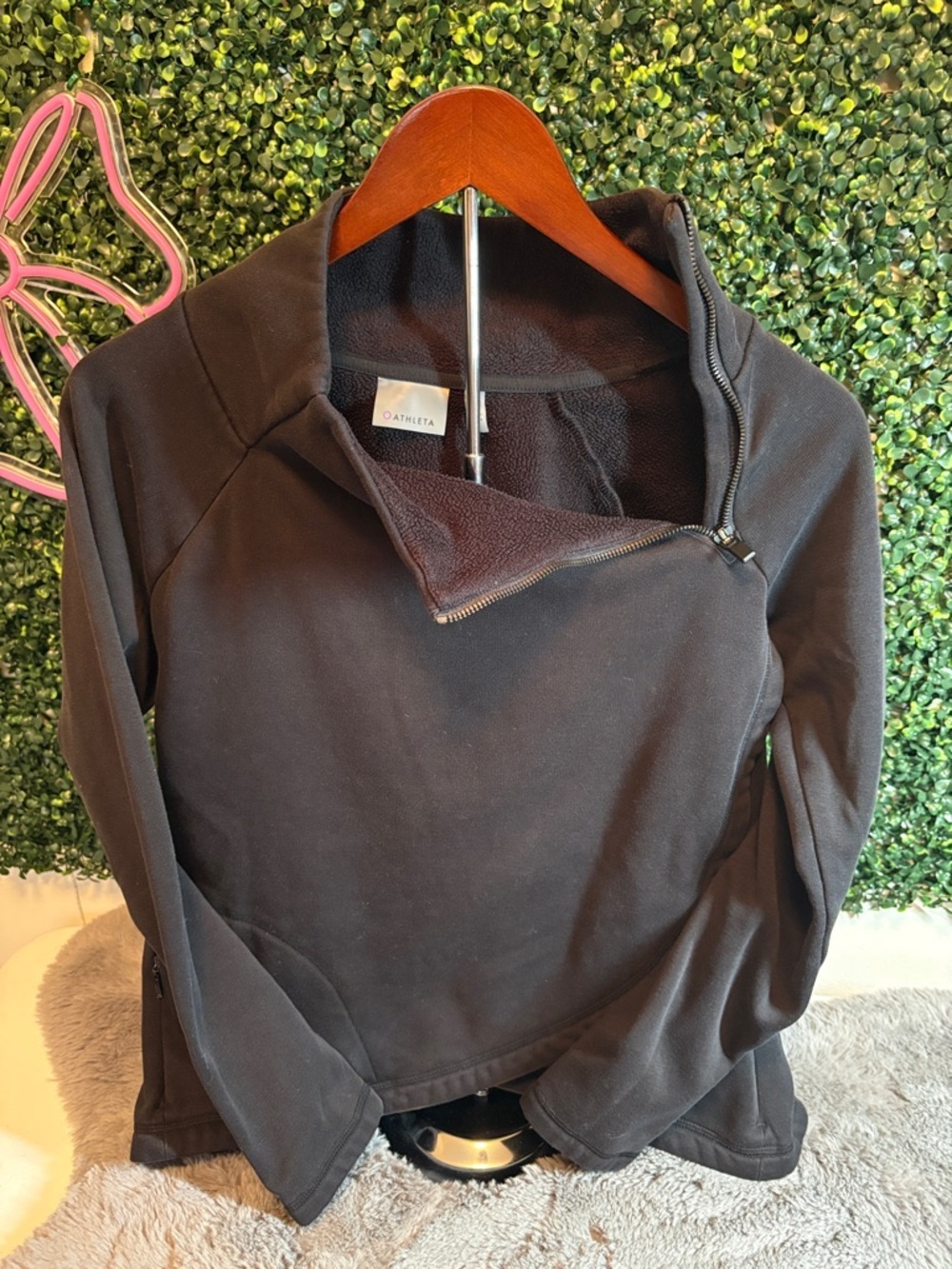 Athleta Black Asymmetric Quarter-Zip Pullover Size Small